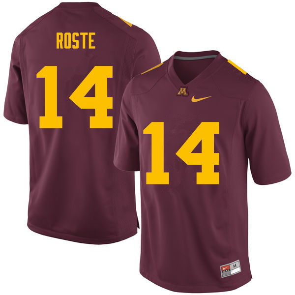 Men #14 Jaran Roste Minnesota Golden Gophers College Football Jerseys Sale-Maroon